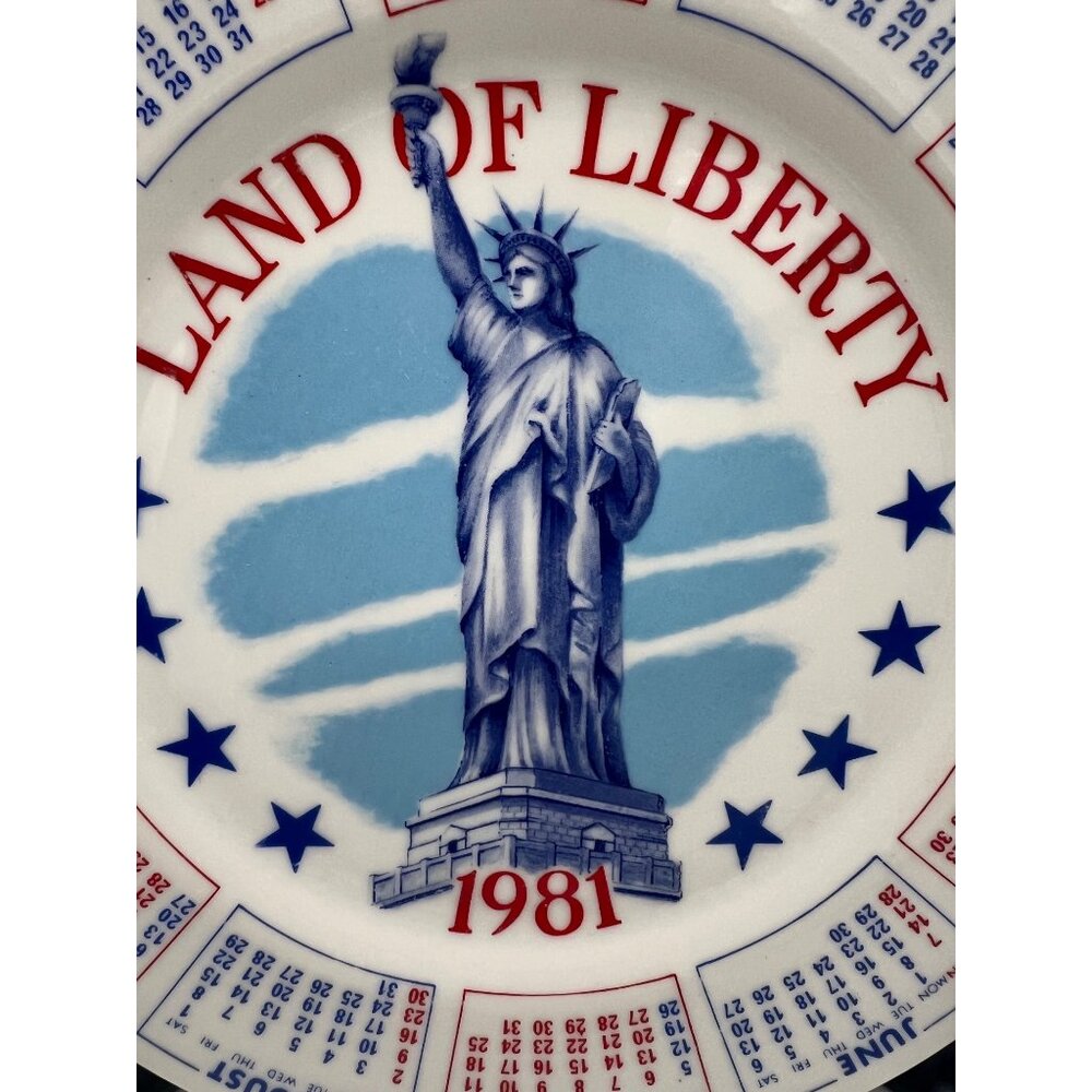 1981 Land of Liberty Calendar Plate Spencer Gifts Series VI 9" Patriotic - Picture 3 of 6